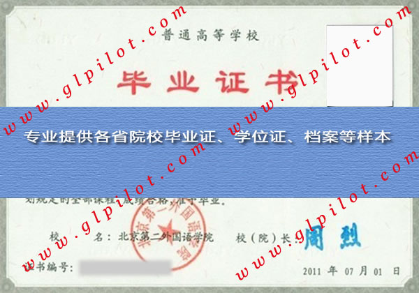 北京第二外国语学院大专毕业证样本图片