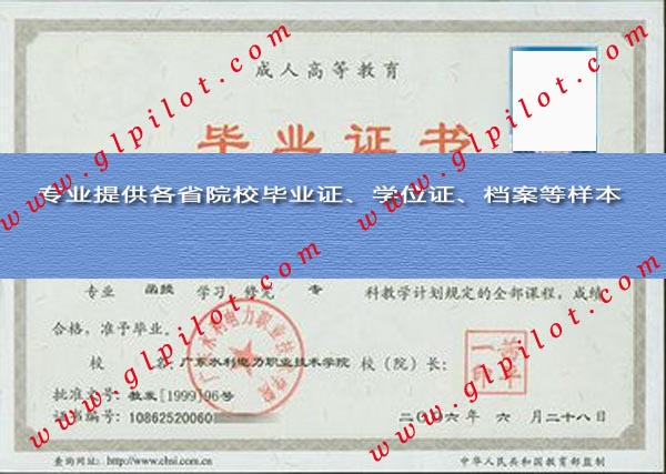 2006年广东水利电力职业技术学院毕业证样本_模板_图片