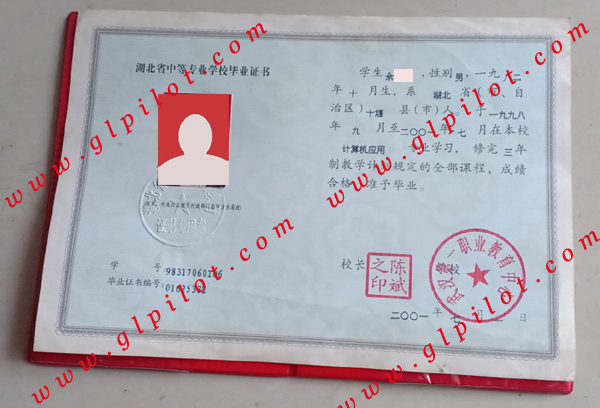 武汉第一职业教育中心毕业证样本图片 武汉第一职业教育中心毕业证样本图片