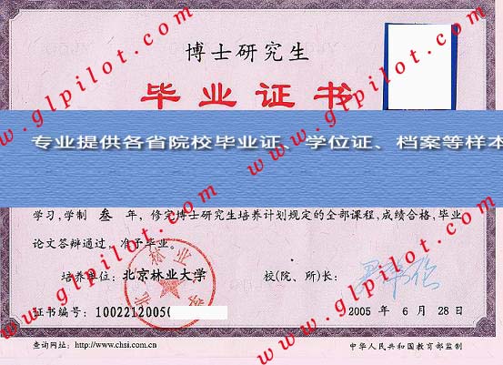 2005年北京林业大学毕业证样本图片 2005年北京林业大学毕业证样本图片