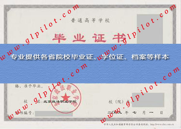 2009年北京政法职业学院毕业证样本_模板_图片