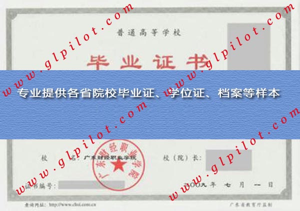 2009年广东财经职业学院毕业证样本_模板_图片 2009年广东财经职业学院毕业证样本_模板_图片