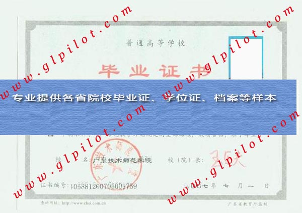 2007年广东技术师范学院毕业证样本_模板_图片