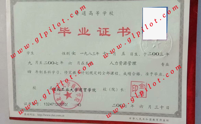 2007年湖北工业大学商贸学院本科毕业证样本_模板_图片 2007年湖北工业大学商贸学院本科毕业证样本_模板_图片