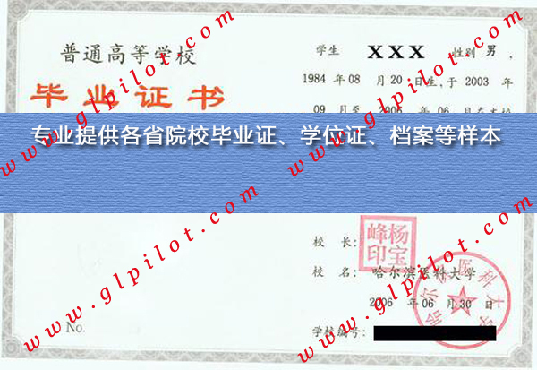 2006年哈尔滨医科大学毕业证样本_模板_图片