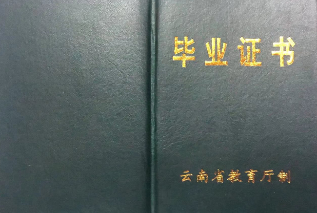 云南省红河商贸旅游技工学校中专毕业证高清样本图片
