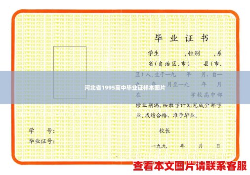 河北省1995高中毕业证样本图片