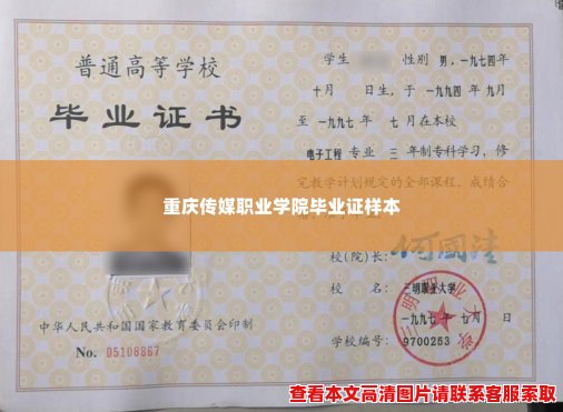 重庆传媒职业学院毕业证样本