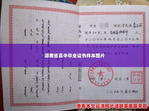 湖南省高中毕业证书样本图片