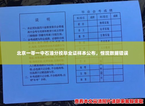 北京一零一中石油分校毕业证样本公布，惊现数据错误