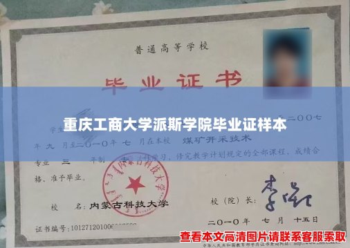 重庆工商大学派斯学院毕业证样本