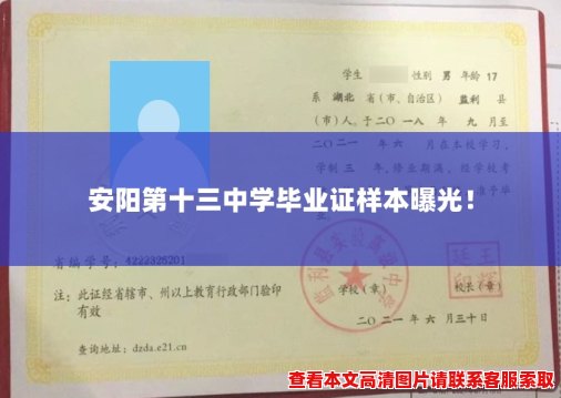 安阳第十三中学毕业证样本曝光！