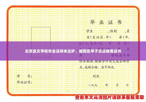 北京凯文学校毕业证样本出炉，朝阳区学子见证精美证书