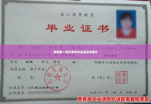 安阳第一师范学校毕业证样本图片