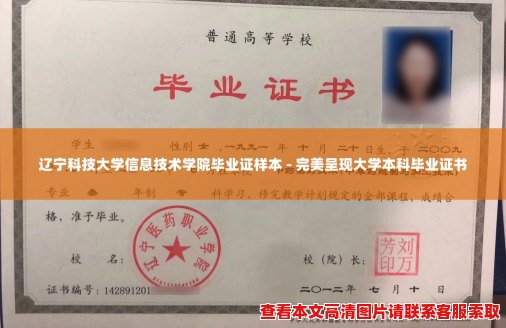 辽宁科技大学信息技术学院毕业证样本 - 完美呈现大学本科毕业证书