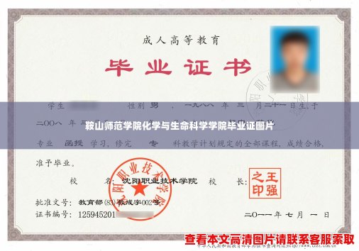 鞍山师范学院化学与生命科学学院毕业证图片