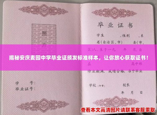 揭秘安庆麦园中学毕业证颁发标准样本,让你放心获取证书! 揭秘安庆麦园中学毕业证颁发标准样本,让你放心获取证书!