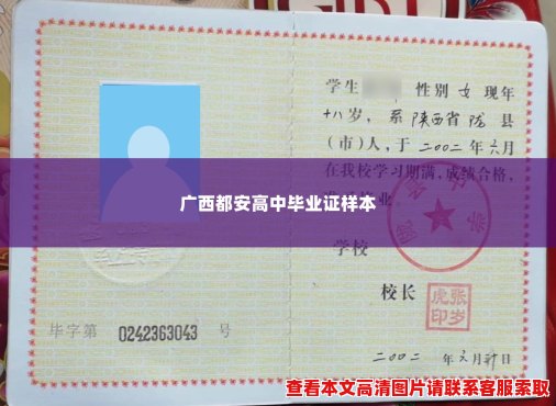 广西都安高中毕业证样本