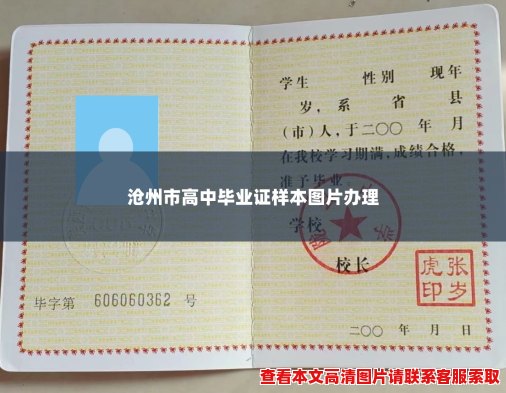 沧州市高中毕业证样本图片办理 沧州市高中毕业证样本图片办理