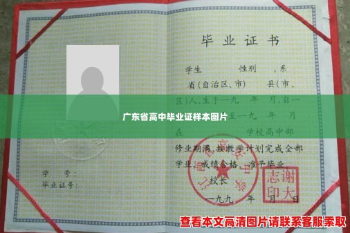 广东省高中毕业证样本图片
