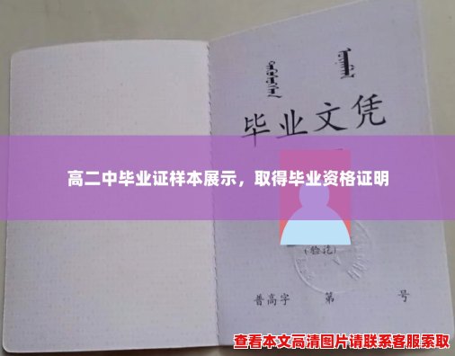 高二中毕业证样本展示，取得毕业资格证明