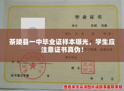 茶陵县一中毕业证样本曝光，学生应注意证书真伪！