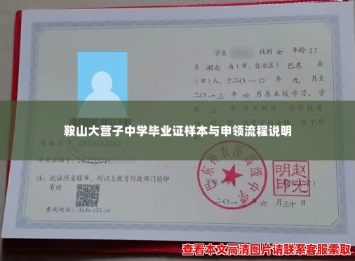 鞍山大营子中学毕业证样本与申领流程说明