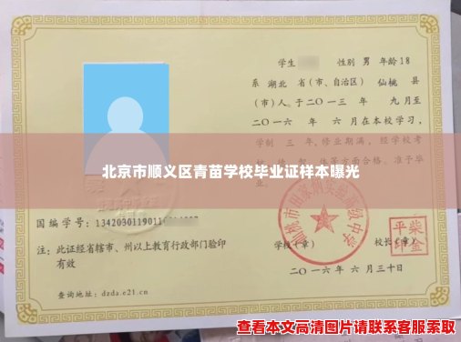 北京市顺义区青苗学校毕业证样本曝光 北京市顺义区青苗学校毕业证样本曝光