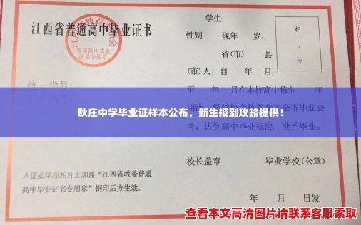 耿庄中学毕业证样本公布，新生报到攻略提供！