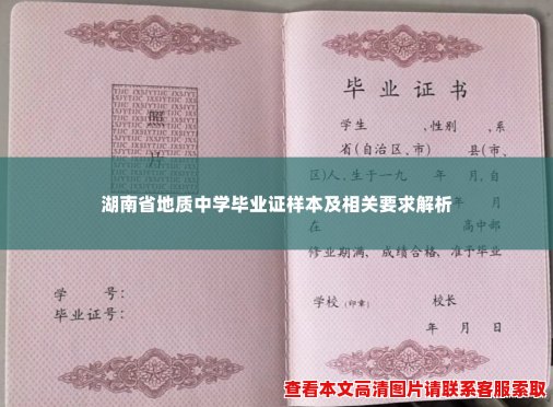 湖南省地质中学毕业证样本及相关要求解析