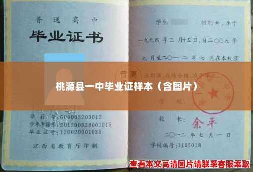 桃源县一中毕业证样本（含图片）