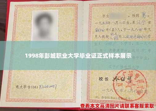 1998年彭城职业大学毕业证正式样本展示 1998年彭城职业大学毕业证正式样本展示