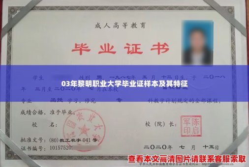 03年黎明职业大学毕业证样本及其特征 03年黎明职业大学毕业证样本及其特征