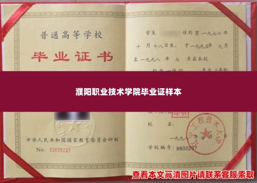 濮阳职业技术学院毕业证样本
