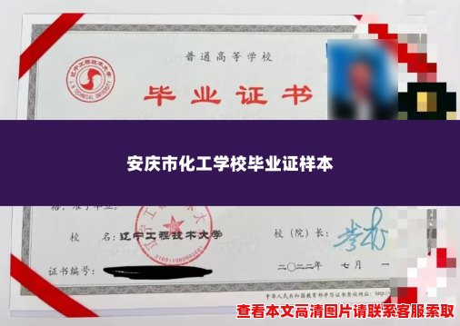 安庆市化工学校毕业证样本