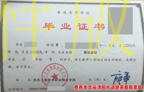 苏州工艺美术职业技术学院2009年毕业证样本模板_图片