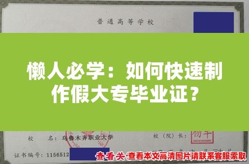 懒人必学：如何快速制作假大专毕业证？