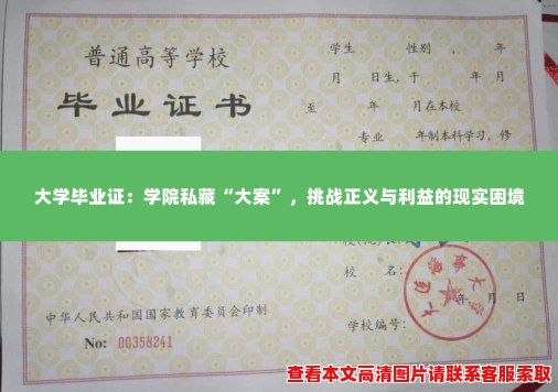 大学毕业证：学院私藏“大案”，挑战正义与利益的现实困境