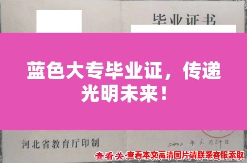 蓝色大专毕业证,传递光明未来! 蓝色大专毕业证,传递光明未来!