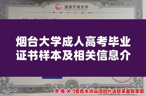 烟台大学成人高考毕业证书样本及相关信息介绍