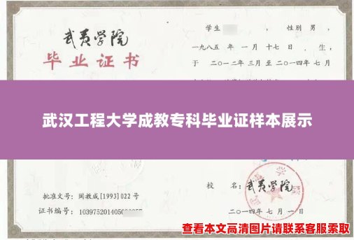 武汉工程大学成教专科毕业证样本展示 武汉工程大学成教专科毕业证样本展示