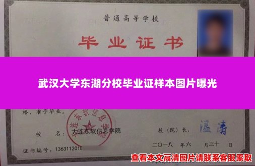 武汉大学东湖分校毕业证样本图片曝光