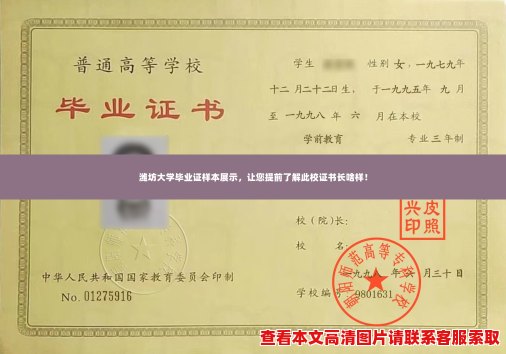 潍坊大学毕业证样本展示，让您提前了解此校证书长啥样！