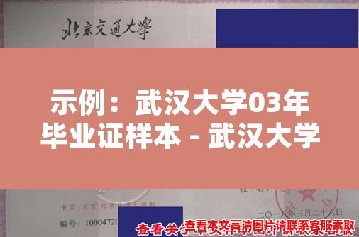 示例：武汉大学03年毕业证样本 - 武汉大学2003届毕业证书样本展示