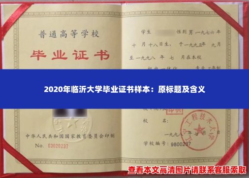 2020年临沂大学毕业证书样本：原标题及含义
