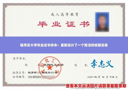 程序员大学毕业证书样本:重新设计了一个简洁的标题名称 程序员大学毕业证书样本:重新设计了一个简洁的标题名称