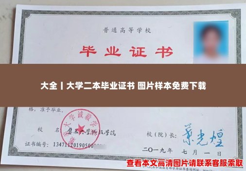 大全丨大学二本毕业证书 图片样本免费下载