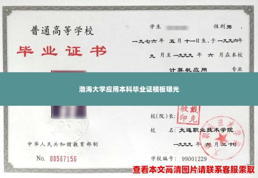 渤海大学应用本科毕业证模板曝光 渤海大学应用本科毕业证模板曝光