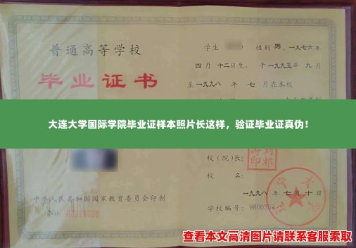 大连大学国际学院毕业证样本照片长这样，验证毕业证真伪！