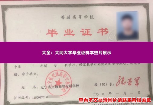 大全:大同大学毕业证样本照片展示 大全:大同大学毕业证样本照片展示